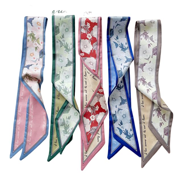 SANNIDHI® 5Pcs Fashion Scarves for Women Scarves Headbands Satin Scarf - Multicolor