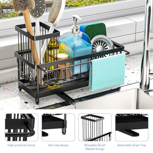 HASTHIP® Sink Organizer Countertop Kitchen Rack with Accessories Stand Sponge Holder for No-Drill 2PCS