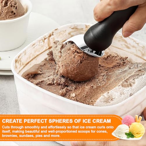 HASTHIP® Heavy Duty Ice Cream Scoop,Professional Metal Ice Cream Spoon with Anti-Slip Handle,Kitchen Tool Stainless Steel Scooper for Gelato Sorbet Cookie Dough
