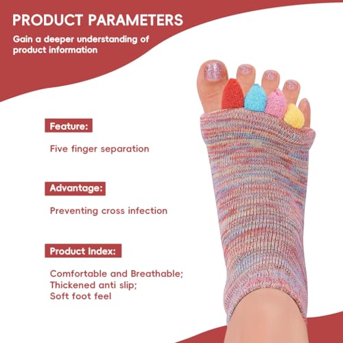 ZIBUYU® Toe Separator Socks for Men Women Breathable Cotton Foot Alignment Bunion Relief Yoga Sports Gym Comfy Massage 2PCS