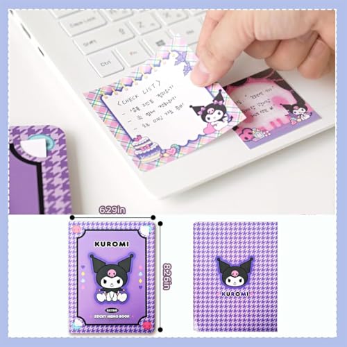 HASTHIP® 500Pcs Kuromi Stickers & 330Pcs Kawaii Sticky Notes Combo, Melody Designs for Journaling, Scrapbooking, DIY, Planners, Crafts, School, Kids Girls Gifts, Sanrio Fans