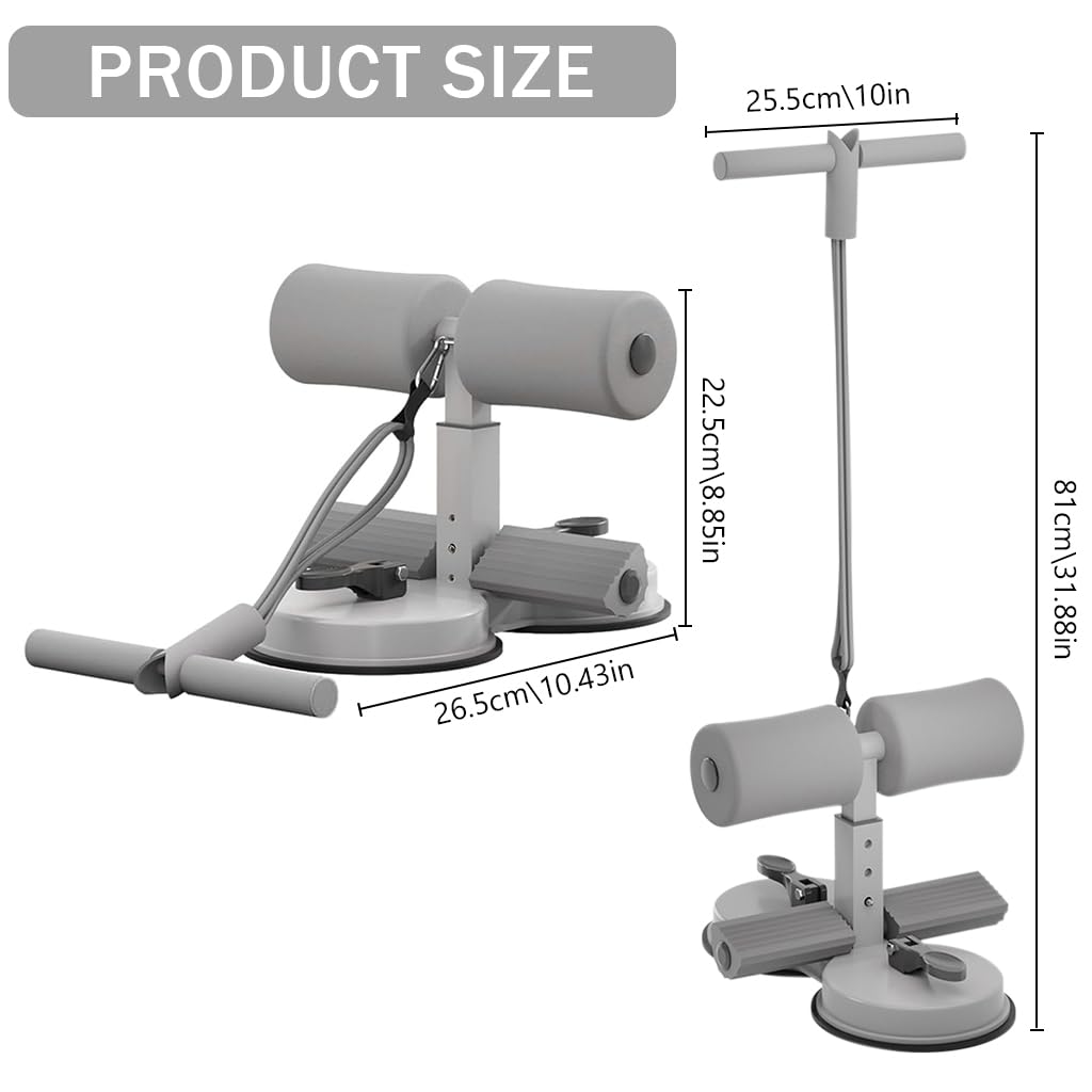 Proberos Sit Up Equipment for Home Gym with Dual Suction Cups and Adjustable Foot Holder | Grey