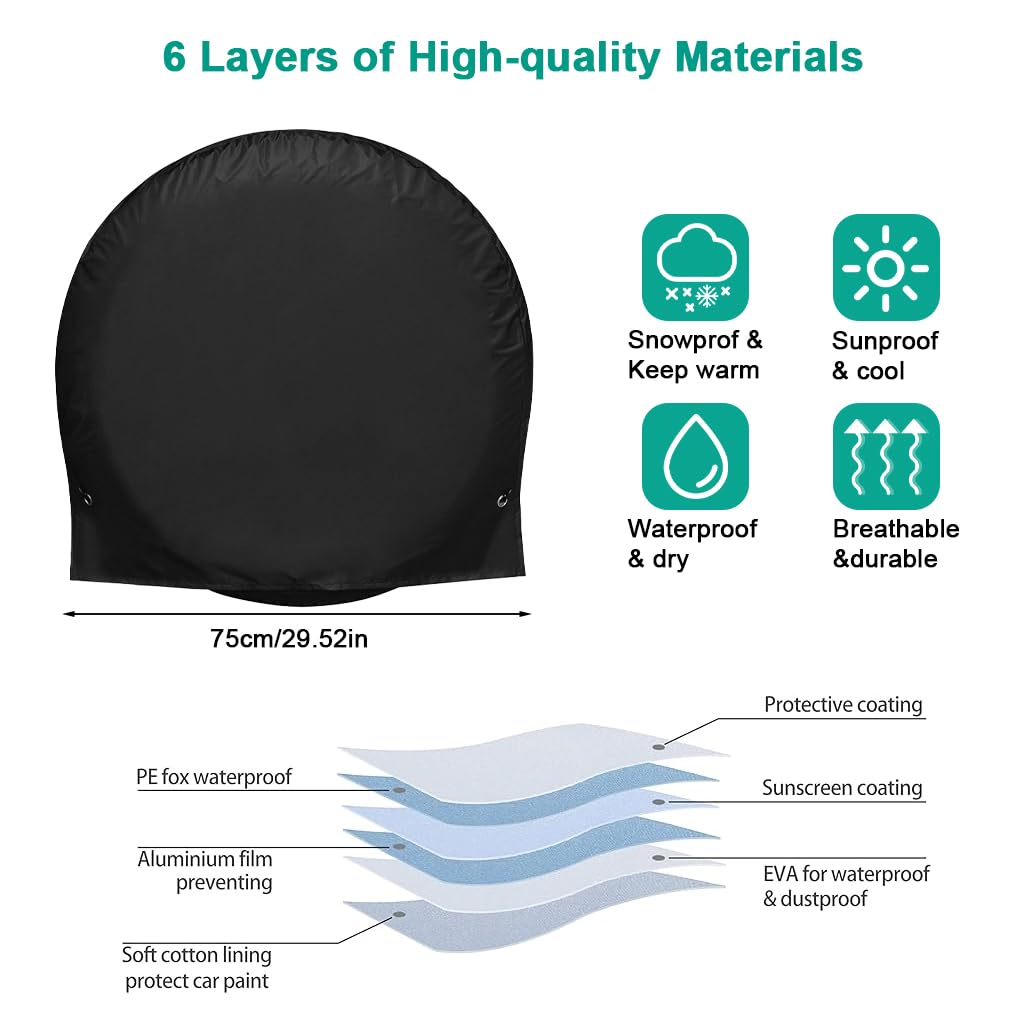 STHIRA Tire Cover for 30‑32 inch Tires with Hooked Straps and 210D UV‑Resistant Oxford | Waterproof Reusable Wheel Protector