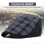 HASTHIP® Black Golf Light Cotton Vintage Classic Plaid & Stripe Newsboy Beret Men & Women Cap for All Season