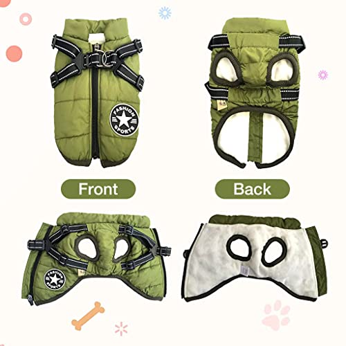 Qpets® Dog Winter Clothes Outdoor Dog Coat Cotton Windproof Jacket for Dog, Zip Up Dog Warm Fleece Lining Dog Vest with Dual D Ring Leash Dog Clothes for Small and Medium Sized Dog (XL)