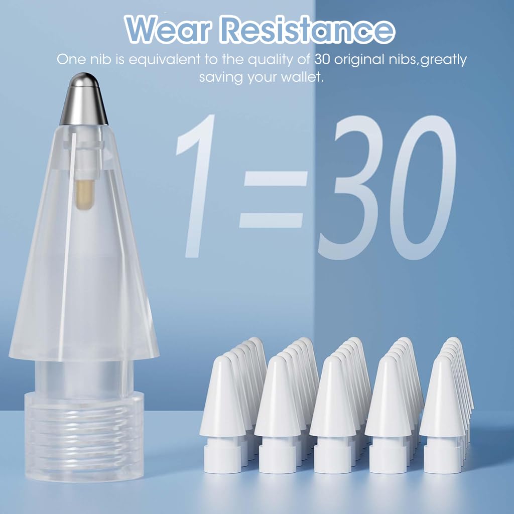 Zeitel Replacement Tips for Apple Pencil 1st and 2nd Gen 8pcs with Plastic and Metal Nibs