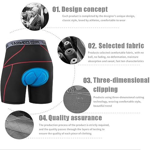 Proberos® Unisex Cycling Shorts 3D Padded Cycling Pants for Men Women Breathable Quick Dry Cycling Shorts Shock Proof Outdoor Cycling Pants (Size, XL)