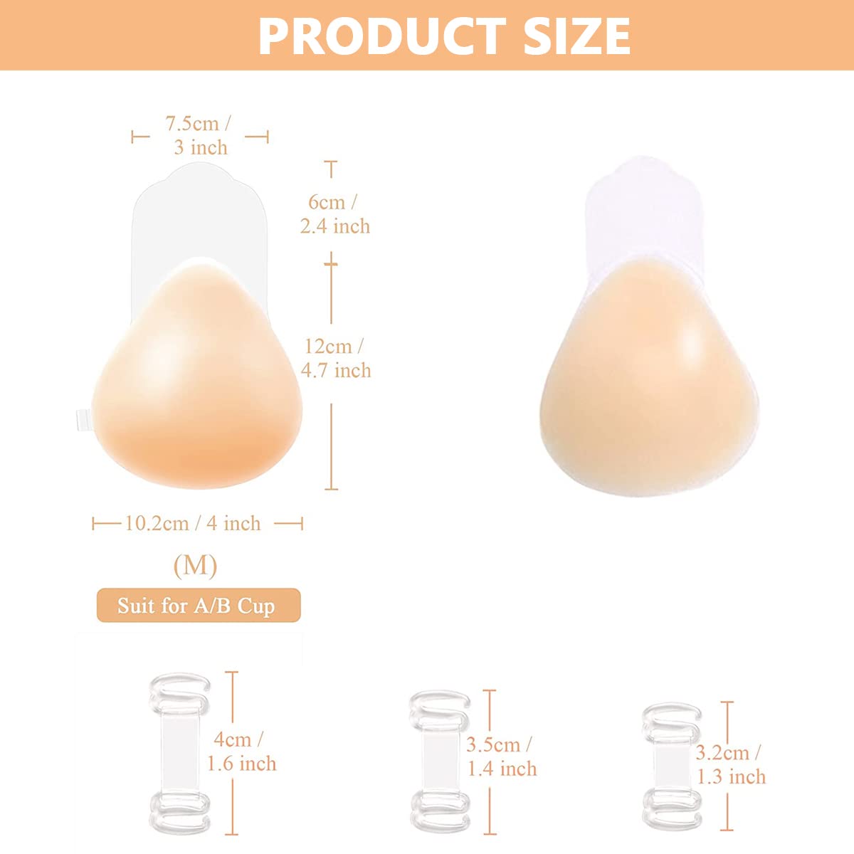 MAYCREATE® Nipple Cover Reusable for Women, Adhesive Bra Strapless Sticky Push Up Silicone Reusable Invisible Lifting Bra for Women with Nipple Covers, A/B Cups