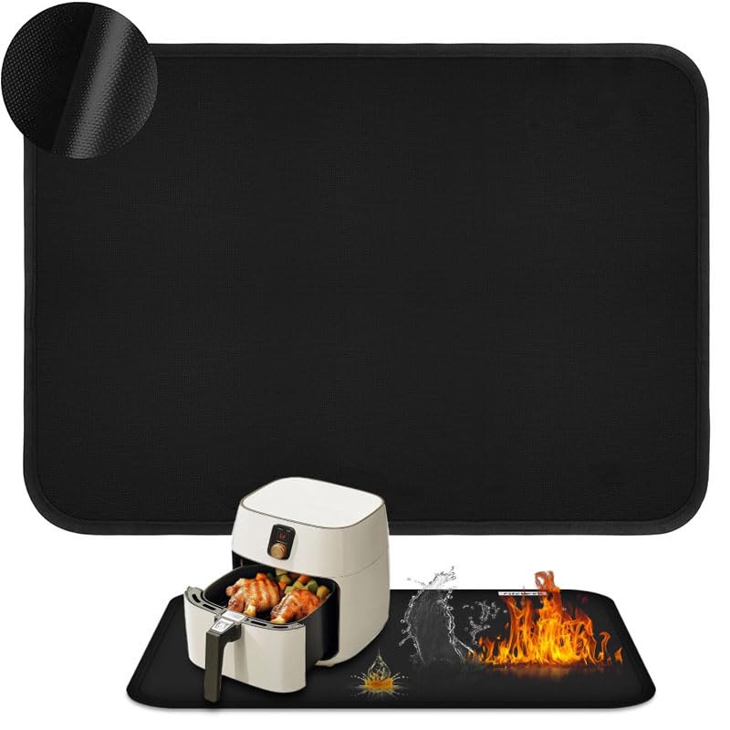 Supvox® 15x18in Hot Pads for Kitchen Countertop Protector,Silicone Heat Resistant Mat for Air Fryer, Oven-Black
