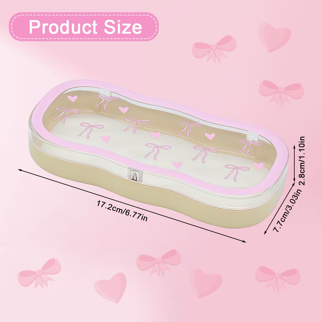 PROBEROS Eyeglasses Storage Case for Glasses and Accessories with Clear PP Box | Pink Organizer Holder