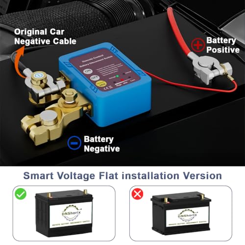 STHIRA® 12V/24V Car Battery Power Switch, Smart Remote Control Car Battery Power Switch with 2 Remotes, LCD Voltage Display, Low-votage Auto Shut Off, Electricity-leaking Indicator Design