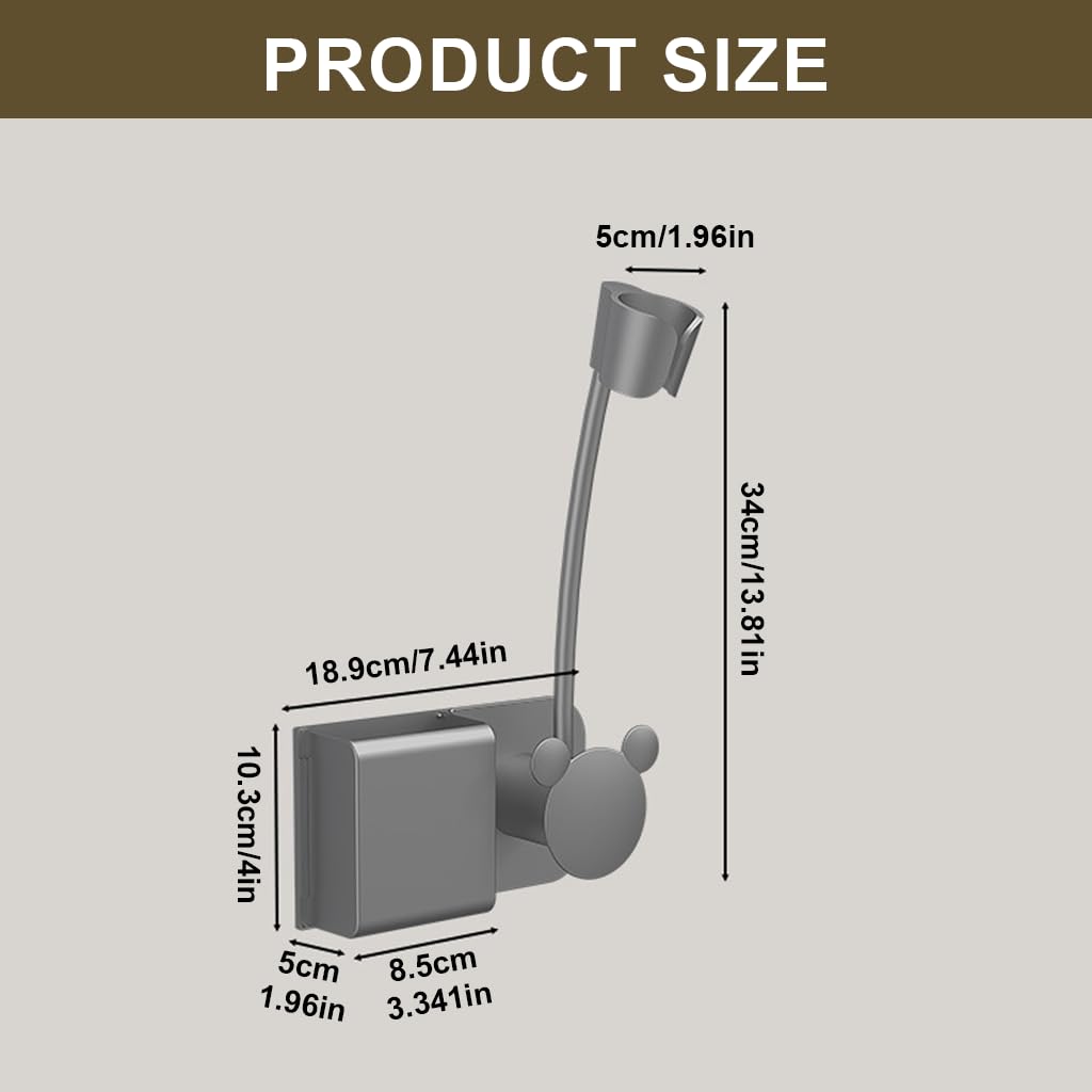 HASTHIP Hair Dryer Holder Wall Mount for Hands Free Styling with Flexible Gooseneck | Bathroom Organizer with Storage Compartment and Cable Management