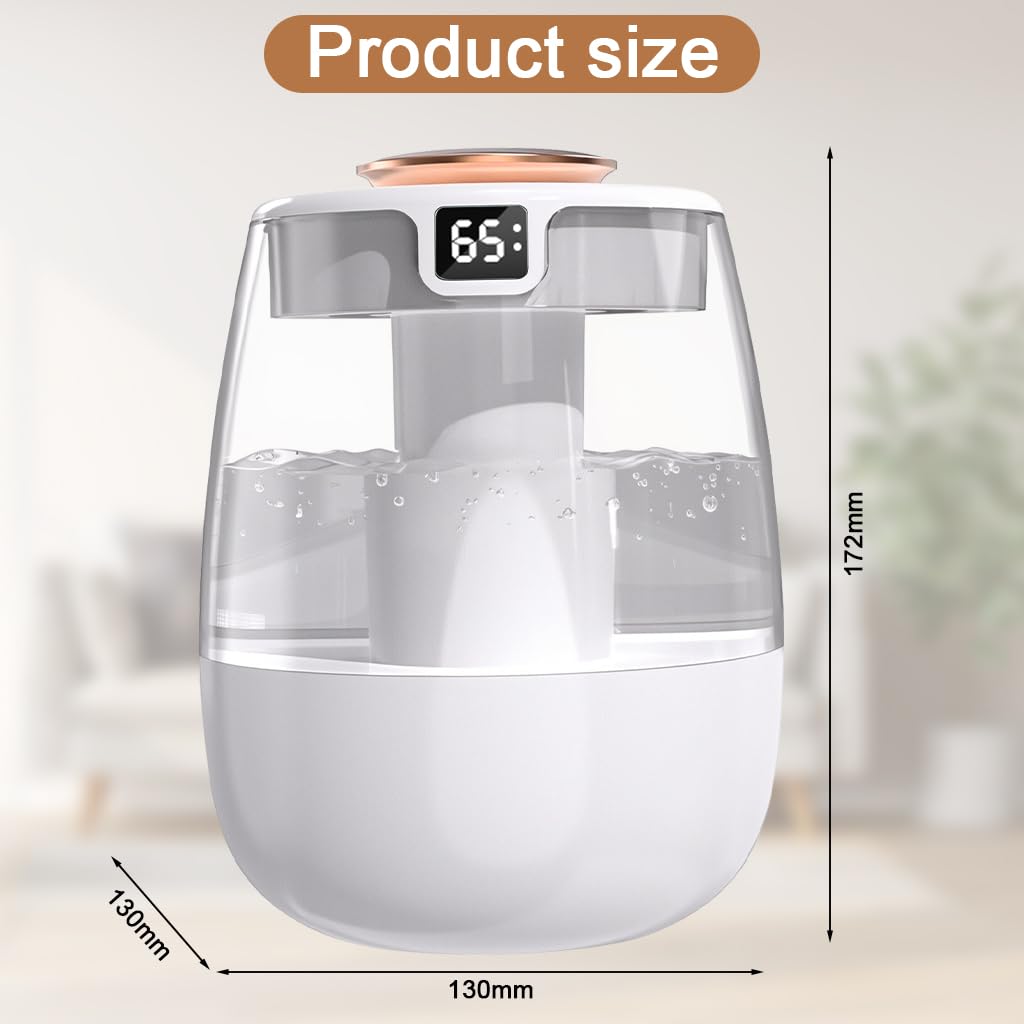 HANNEA Humidifier for Room with 1.3L Tank and 20dB Silent Operation | Night Mode Diffuser