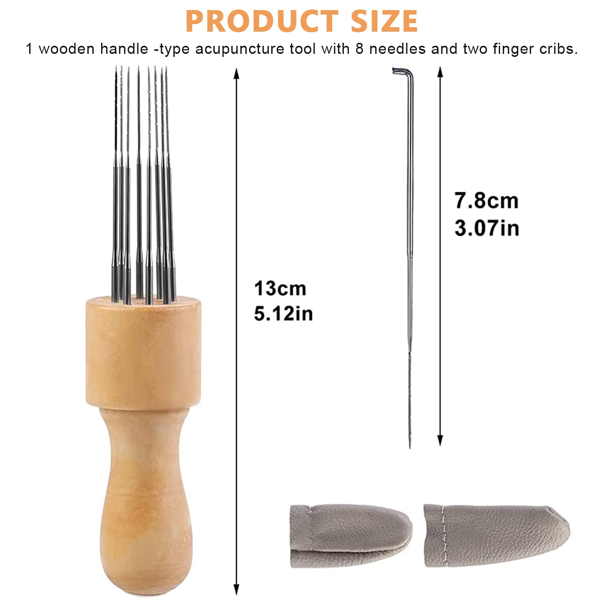 HASTHIP® Wooden Felting Needles Tool 8 Needle Wool Felting Needles Tool with Finger Cot for Beginner Professional Felting Art Supplies for DIY Felting Craft Handicraft