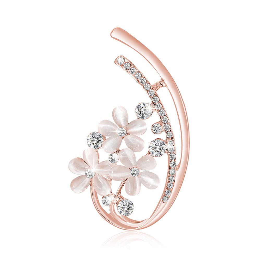 ZIBUYU Floral Brooch Pin for Women Blazer, Dress, Shirt Stylish Brooches Pin for Women and Girls Alloy Rhinestone Pearl Brooch Safety Pins for Women Brooch for Wedding, Saree, Sweater, Dress - 1