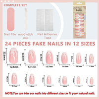 MAYCREATE® 24 pcs French Fake Nails,Plum Pink Press-On Gel Nails,Full Cover Press On False Nails with Double Sided Adhesive Jelly Tabs,Nail Art