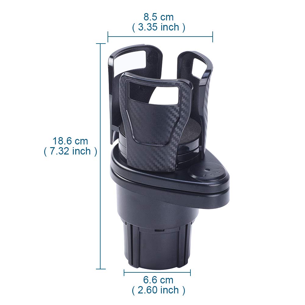 STHIRA Car Cup Holder Extender for Vehicles with 2 in 1 Rotatable Dual Holder Base | Fits 14oz–24oz Mugs