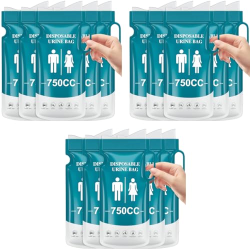 Proberos® 15PCS Disposable Urine Bags with Handle 750cc PE Ziplock Unisex Emergency for Outdoor Driving Camping 13x27cm