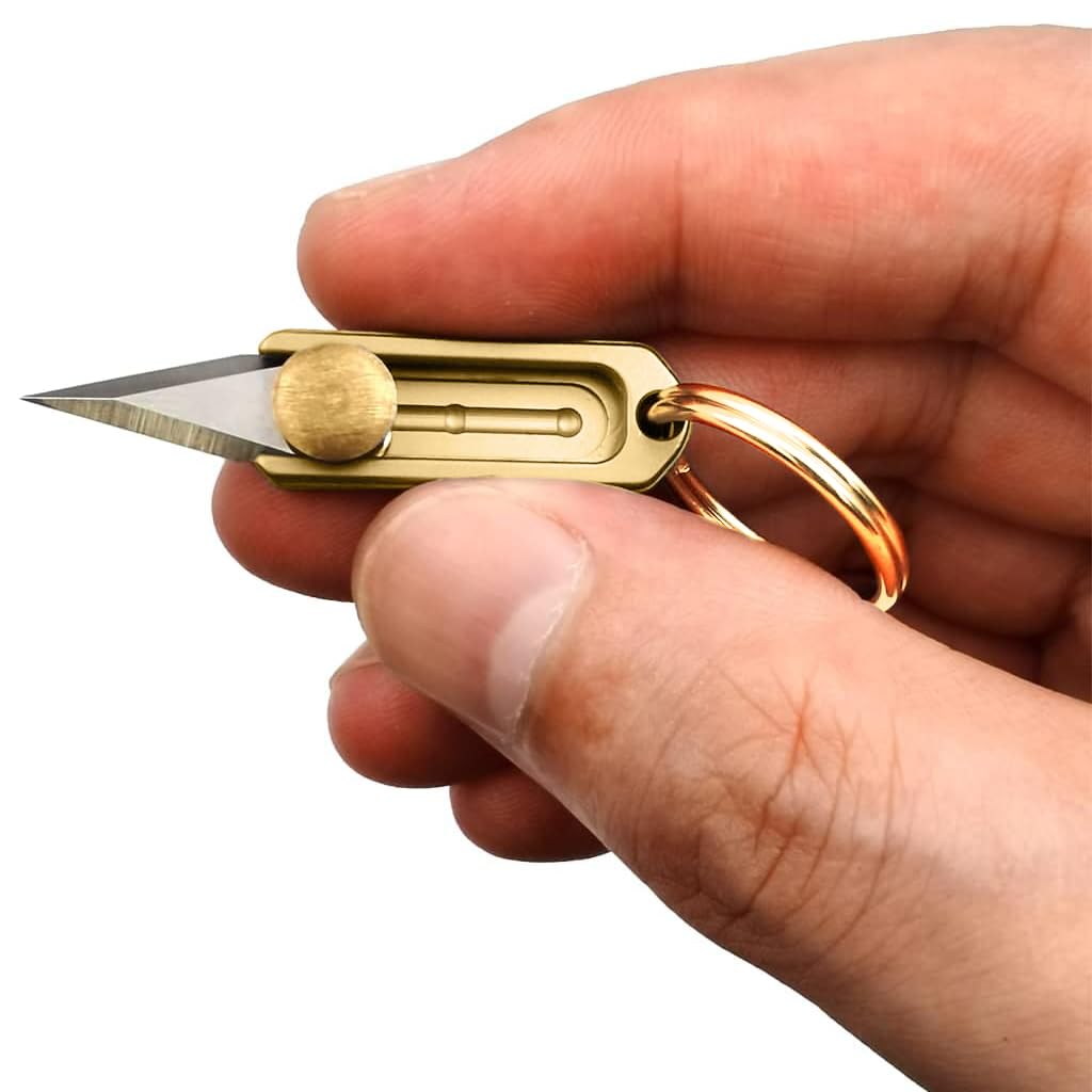 HASTHIP Pocket Cutter for Boxes and Letters with Retractable Blade and Keychain | Stainless Steel Mini Utility Tool