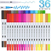 HASTHIP® 24 Colour Felt Tip Pens Watercolour Marker Pens Double Art Colouring Pens Fine Tip Brush Markers for Adult Students DIY Card Making Photo Album Coloring Books Craft Doodling