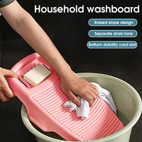 HASTHIP® Washboard Washing Clothes Anti-slip Hand Wash Board with Soap Holder Scrubbing Pad Hangable Laundry Board for Underwear Kid Clothes Shirts Hand Towels Baby Bib Socks 44 * 21cm (Grey)