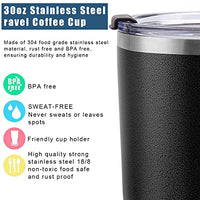 Supvox® 900ml Vacuum Insulated Stainless Steel Cup with Lid, Large Capacity 30 oz Double Layer Vacuum Insulated Travel Coffee Cup with 1 Straws, 1 Lids and 1 Cleaning Brush (Black)