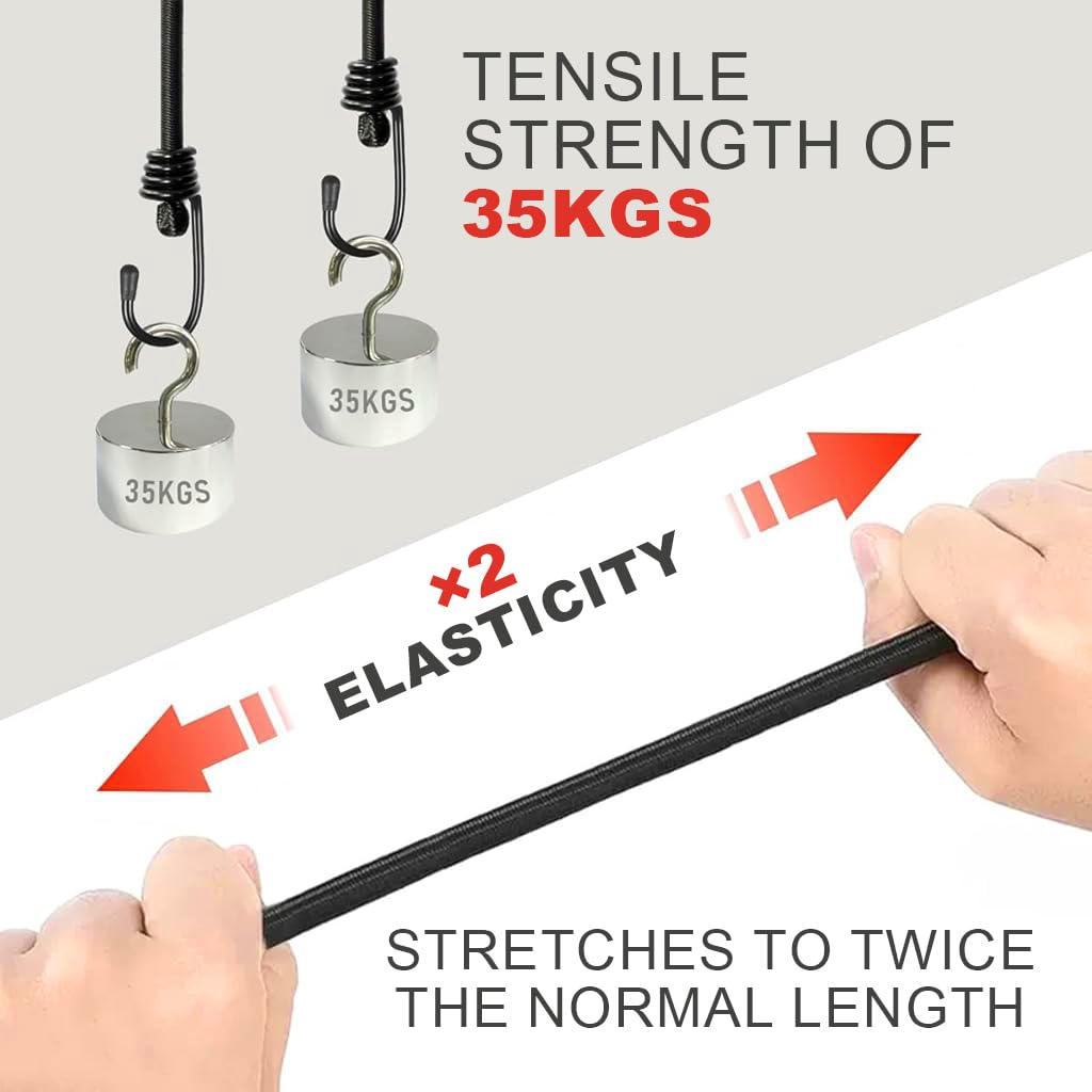 Serplex Bungee Cords for Outdoor Use with Dual End Hooks 12PCS 24 in 8 mm Latex | Luggage and Camping