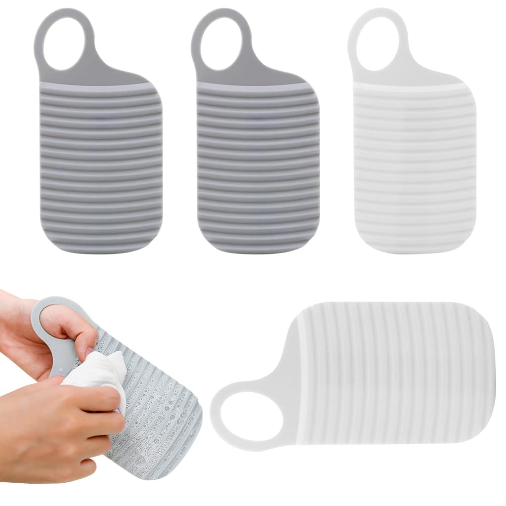 HASTHIP Mini Washboards for Baby Clothes and Makeup Brushes featuring Corrugated Rubber 9.5x18.5cm