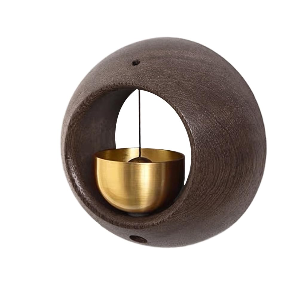 HASTHIP Wooden Door Bell for Home and Shop with Self Adhesive Design and Brass Chime | Walnut Craftsmanship
