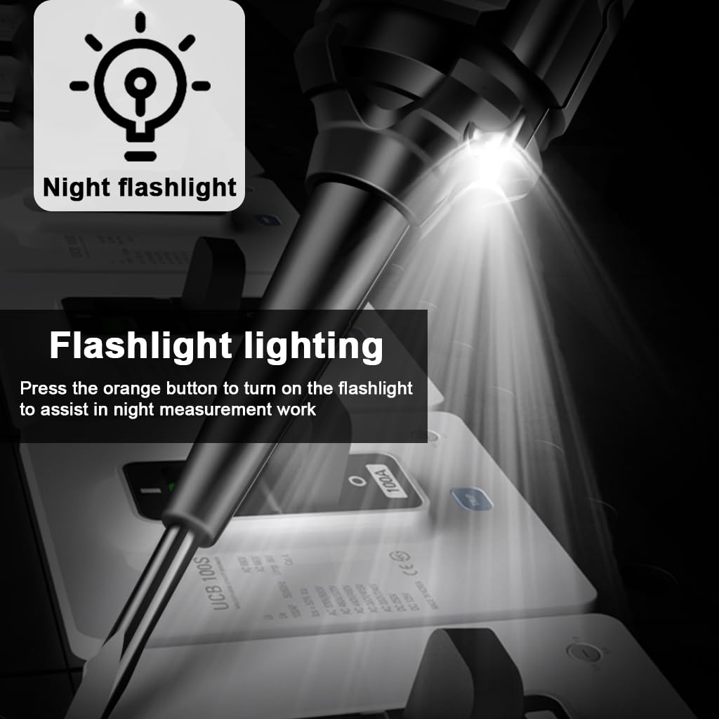 Serplex Voltage Multimeter Pen for Live Wire Detection with 3 Color LED and Sound Alarm | Slotted Probe and Built in Flashlight