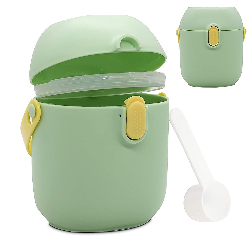 SNOWIE SOFT® Baby Formula Dispenser, Portable Milk Powder Dispenser Container with Carry Handle and Scoop for Travel Outdoor Activities with Baby Infant Green