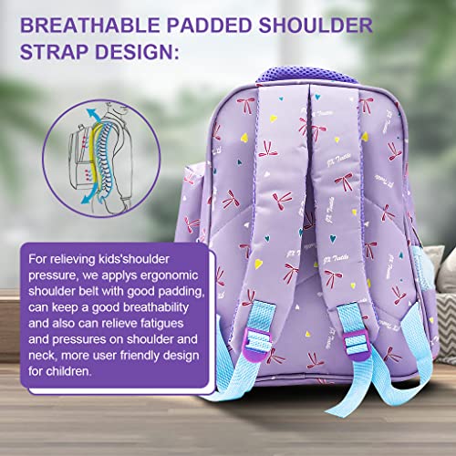 PALAY® Small Backpack for Girls with Pencial Case Violet Cartoon Print Waterproof School Backpack for Girls School Bag for Girls Kids for 3-5