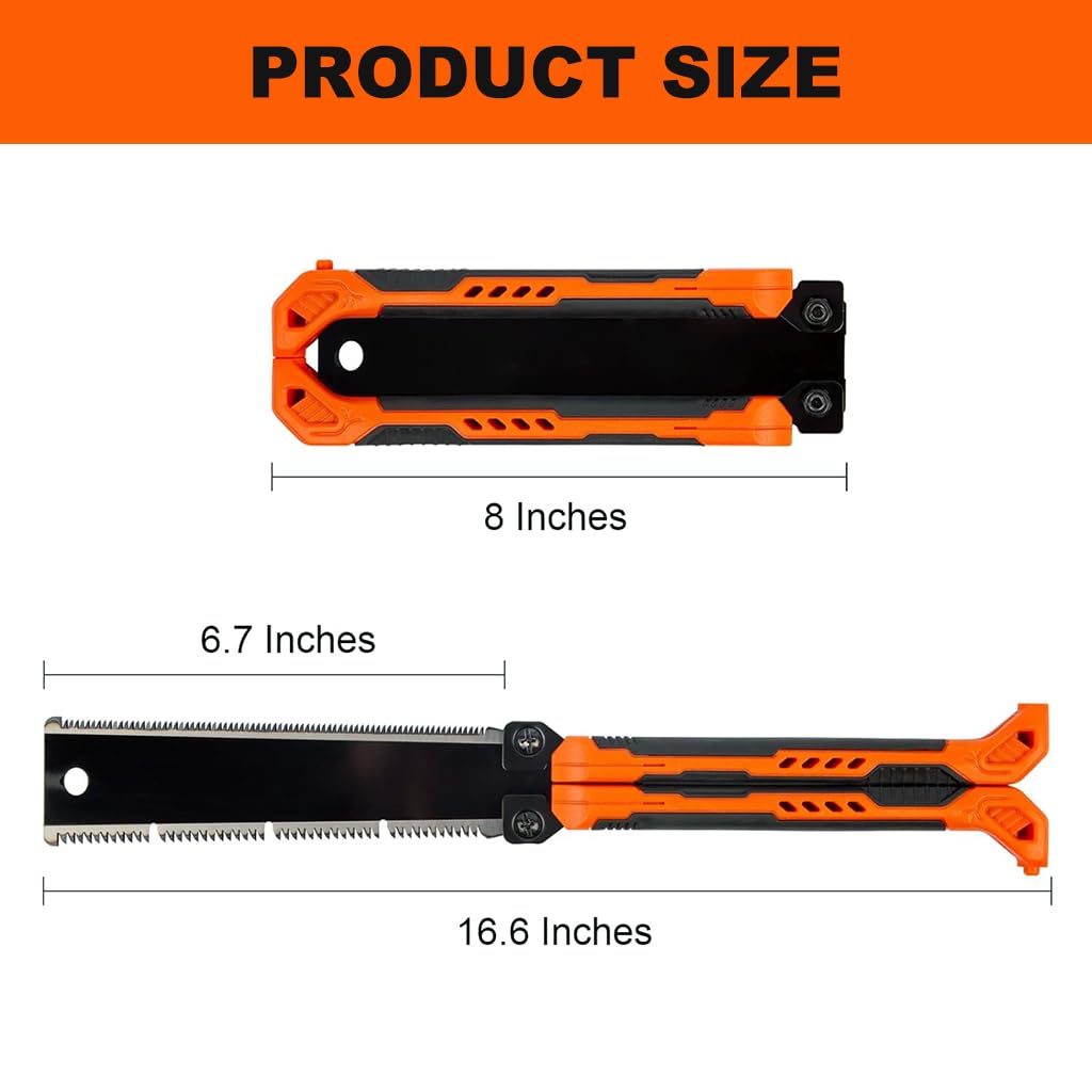 HASTHIP Hand Saw for Wood and PVC Crafts with 37cm SK5 Double Sided Blade | Folding Handle