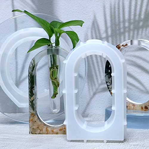 HASTHIP® Vase Tube Resin Molds, Plant Propagation Station Silicone Epoxy Mold with 2 Test Tubes, Vase Epoxy Resin Mold for for Resin Casting Flowers, Home, Office, Desktop Decoration, Arched Style