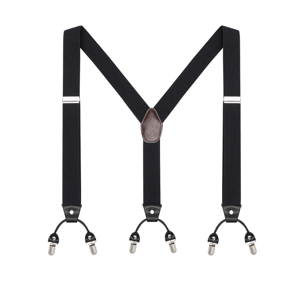 GUSTAVE Suspenders for Men Adjustable Elastic Y-Back Suspenders Fashion Heavy Duty Metal Clips Suspender for Shirt - Black