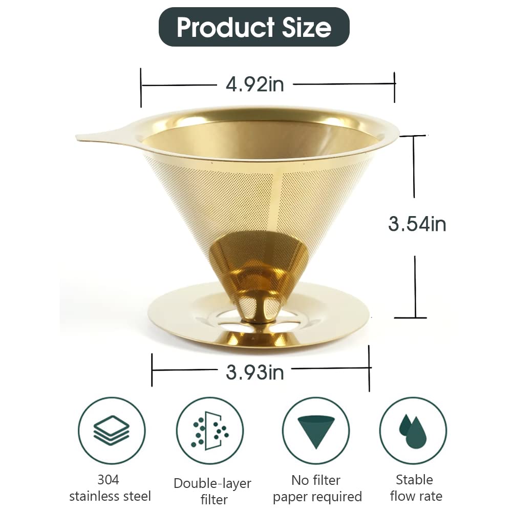HASTHIP Filter Coffee Maker 800 Mesh for Pour Over Brewing with Dual Layer Stainless Steel | Easy Clean and Eco Friendly Design