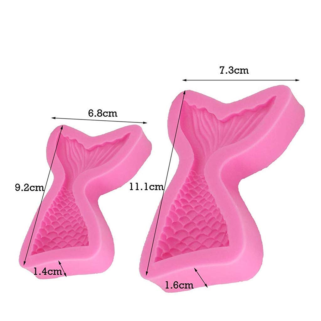 Supvox® 4 Pieces Mermaid Tail Mould, Silicone Mermaid Cake Moulds Chocolate Fondant Moulds 3D Mermaid Icing Moulds Seashell Cake Soap Moulds for Soap Making