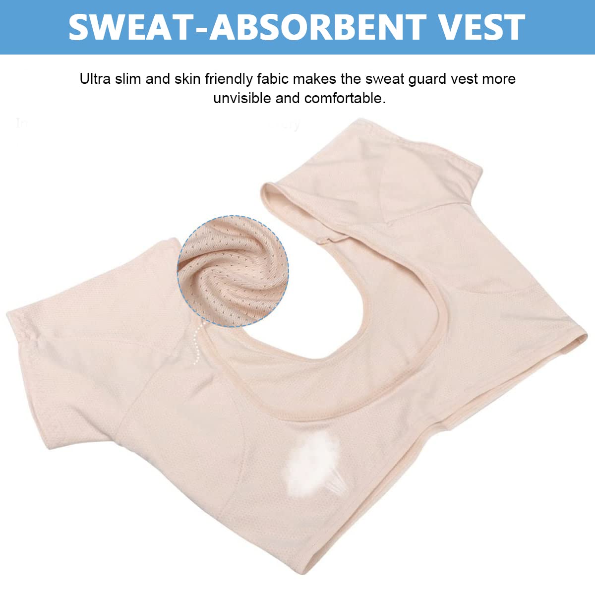 Underarm Sweat Pads Vest for Women with Breathable Cotton Padding Size L 86-94cm | Washable