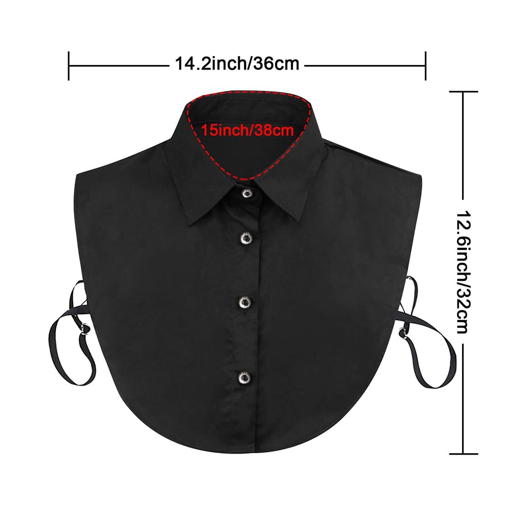 ZIBUYU Detachable Collar for Women Black Fake Collar Cotton Half Shirt False Collar Detachable Collar Shirt for Office Women, Lady Detachable Dickey Tops Collar for Girls and Women - Black