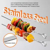 HASTHIP® 10Pcs Skewers for Grilling, 14" Stainless Steel Barbecue Skewers with Carry Bag, Reusable BBQ Barbecue Shish Kabob Sticks Skewers for Grilling Meat Shrimp Chicken Vegetable