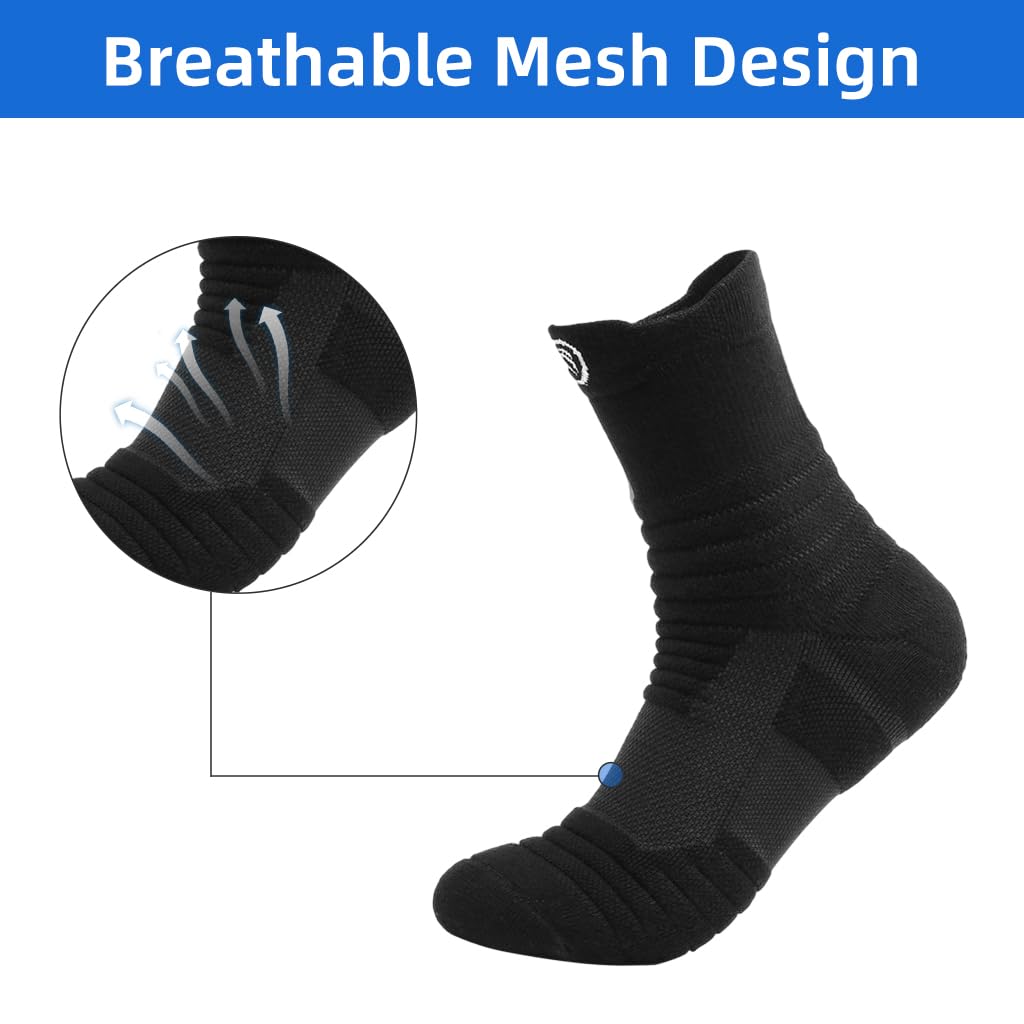 Proberos Sport Socks for Men with Anti Slip Sole and Calf Compression Support | 3 Pairs