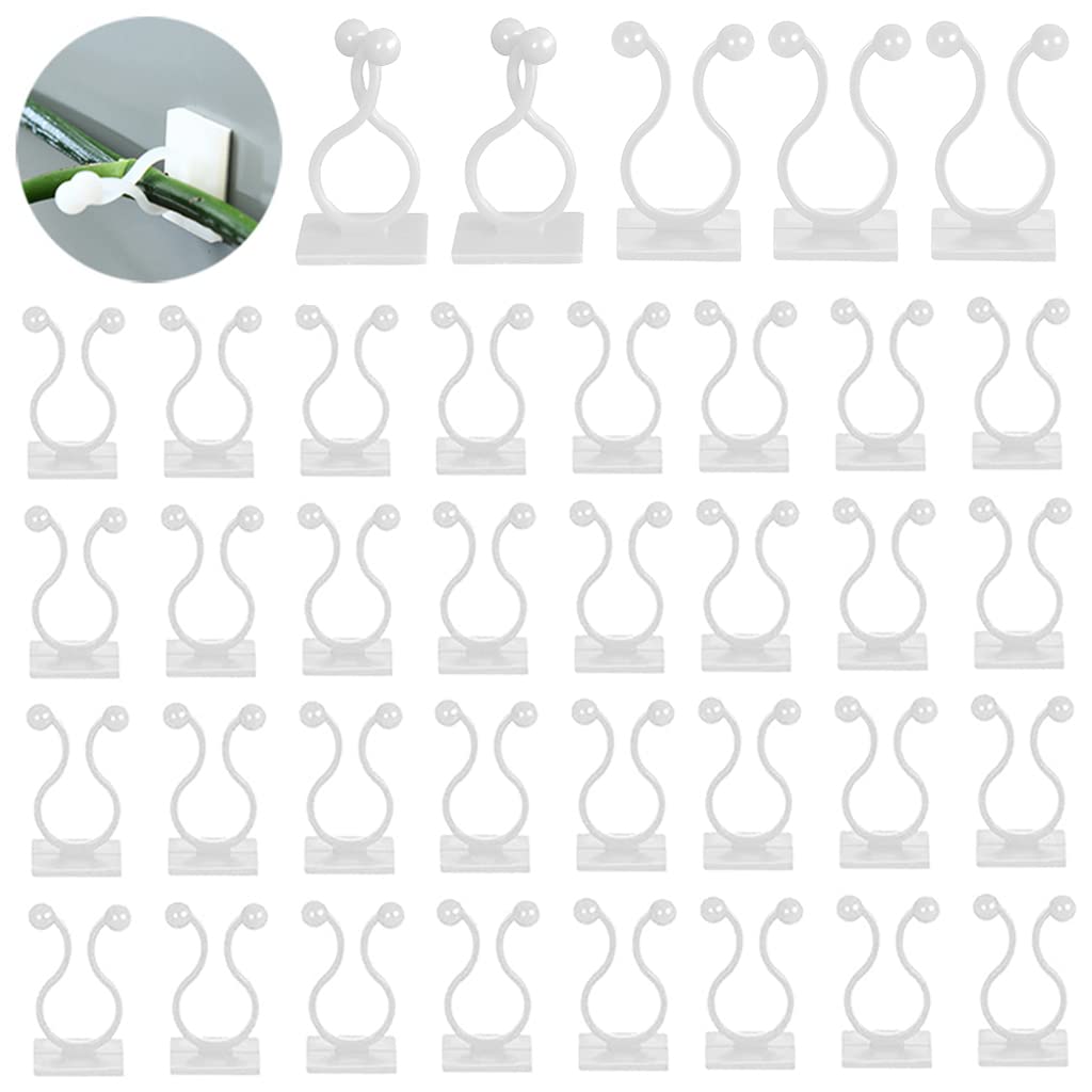 HASTHIP Wall Fixture Clips for Plant Climbing 50Pcs Vine Plant Climbing Wall Fixer Self-Adhesive Hook, Wall Vines Fixture Wall Hook Vines Climbing Clip for Home (White)