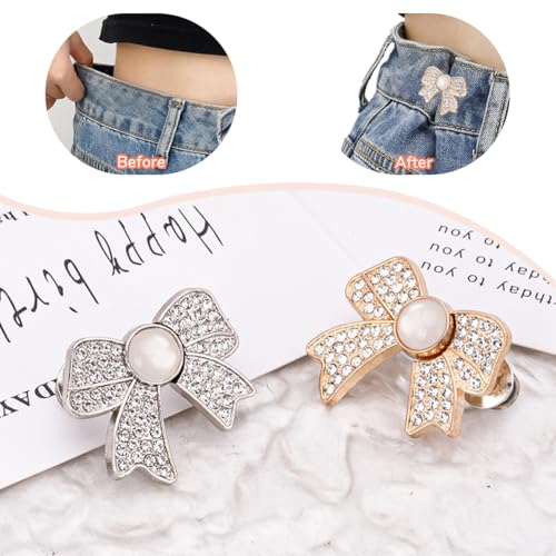 SANNIDHI® Pant Waist Tightener, 2 Sets Adjustable Pentacle Button for Jeans,Instant Removable Jean Buttons for Loose Jeans No Sewing Required Pant Clips Waist Tightener Button Pins Pants