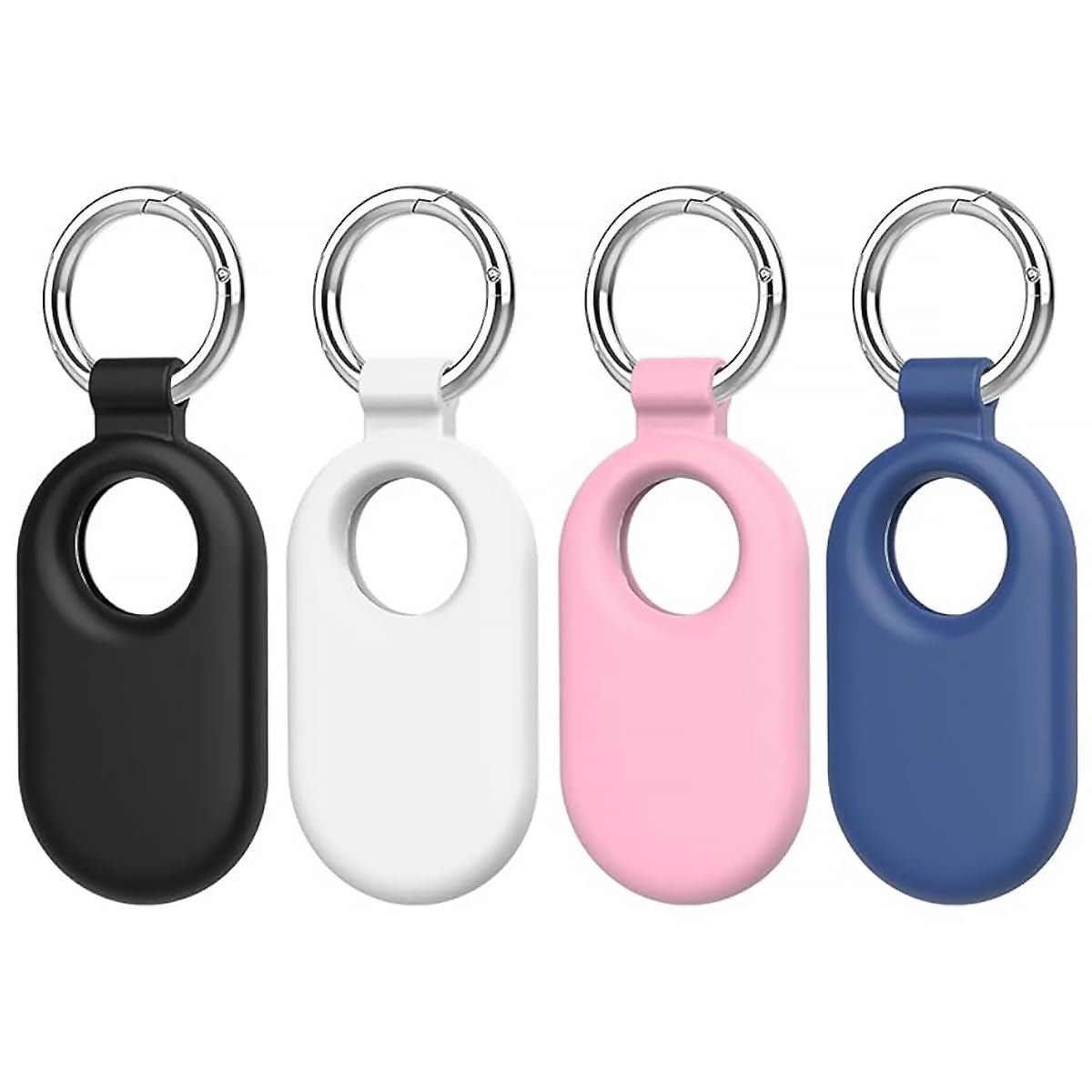 ZORBES® Silicone Case for Samsung Galaxy SmartTag 2 Case, 4Pcs Protective Case Cover for Galaxy SmartTag 2 with Key Rings for Keys, Wallet, Luggage, Pets (White+Pink+Blue+Black)