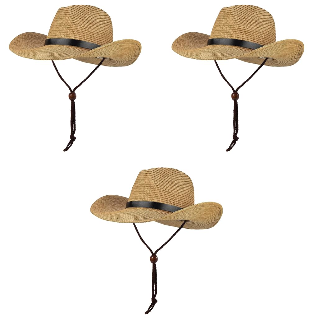 PROBEROS Mens Straw Panama Hat for Summer with Adjustable Chin Strap and UV Protection | Brown Lightweight Fedora Style