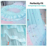 HASTHIP® Mosquito Net for Double Room,Double Bed,Queen Size, Round Ceiling Hanging, Polyester Net, Kids Room Mosquito Net,Lace Edging (Blue)