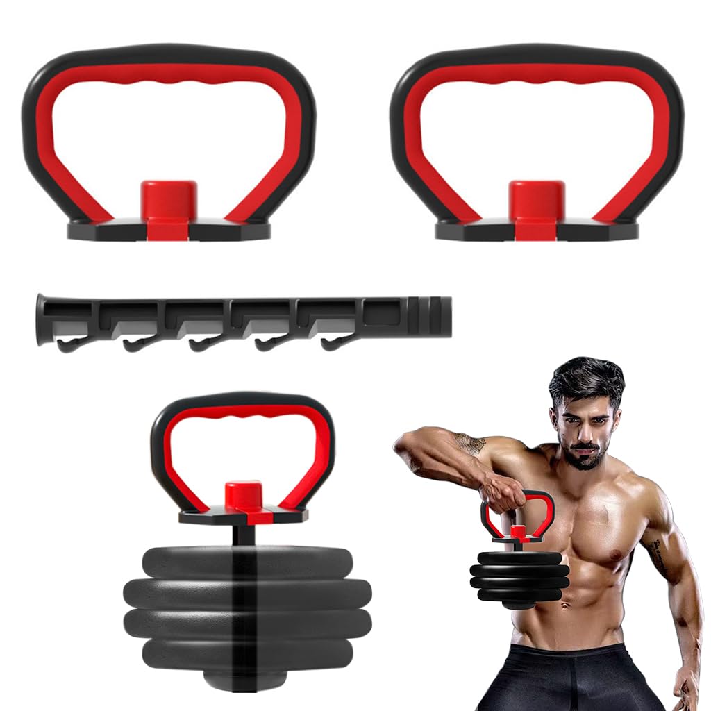 Proberos® 2Pcs Kettlebell Converter Handle with Weight Plate Holder Shaft Dumbbell to Kettlebell Adjustable Converter Handle Anti-slip Safe Kettlebell Handle for Dumbbell Plates Push Up Floor Handles