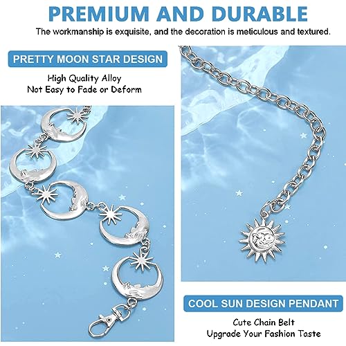 Venzina® Gold & Silver Waist Chain Combo for Women, Moon Sun Star Metal Hip Belt, 3 Layer Fashion Accessory for Saree, Dress, Jeans, Bodycon, Blazer, Suit, Party & Ethnic Wear