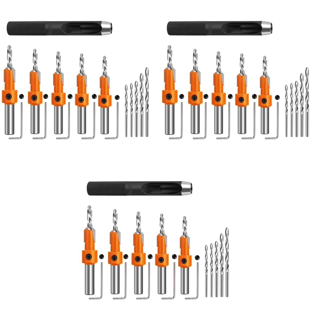 Serplex Countersink Drill Bit Set for Woodworking with 60 pcs 8 mm Round Shank | #45 Carbon Steel