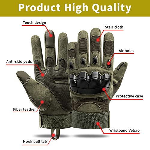 Optifit® Riding Gloves for Bike Motorcycle with Touch Screen Full Finger Hard Case Protective Anti-Slip Motorbike for Cycling Hiking Climbing Lumbering L 2 PCS